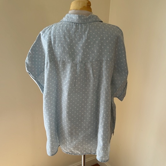 Rachel Zoe XL polka dot front button linen top. - Picture 3 of 6